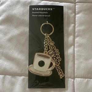 Starbucks Coffee Cup Keychain with Green Accent
